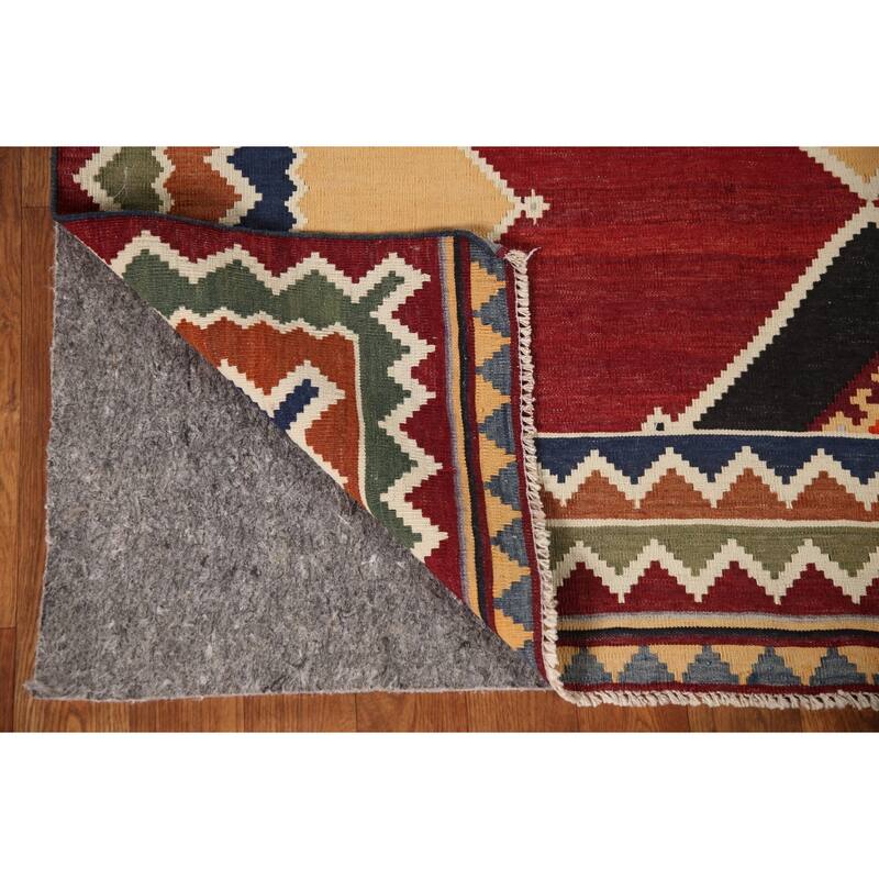Kilim Qashqai Persian Vintage Area Rug Flatweave Wool Carpet - 4'6"x 7'10"