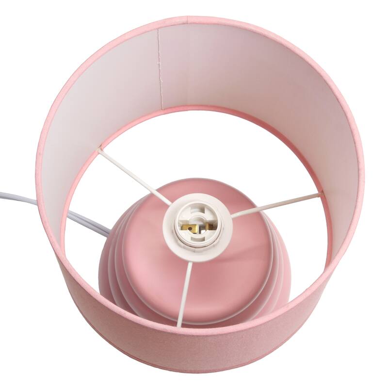 Ribbed Ceramic Table Lamp with Drum Shade - 12.75" - Pink