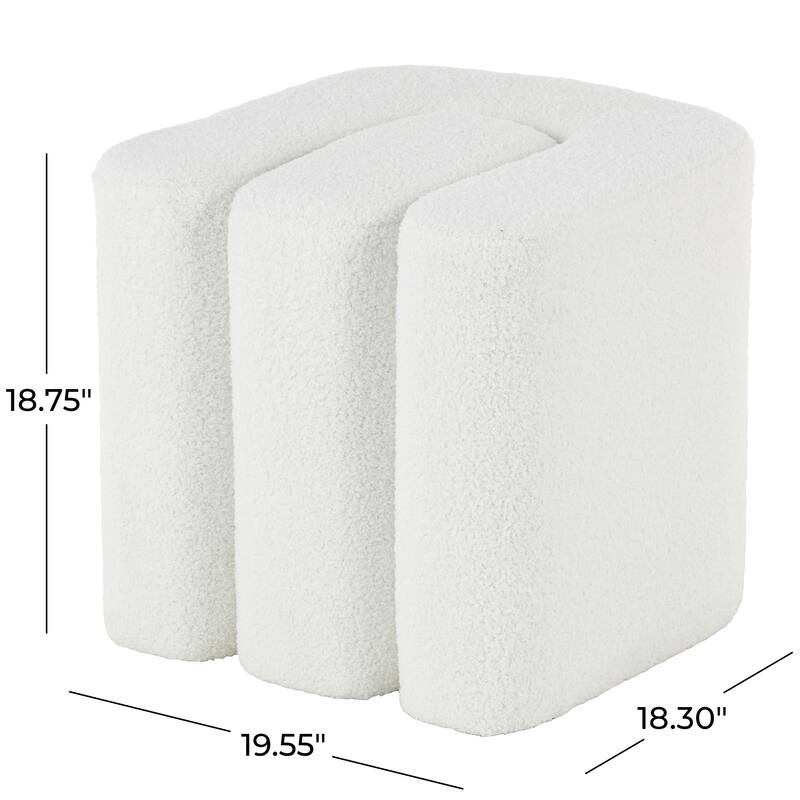 White, Gray or Copper Polyester W-Shaped Room Ottoman