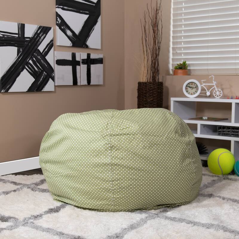 Oversized Refillable Bean Bag Chair for Kids and Adults - Green Dot