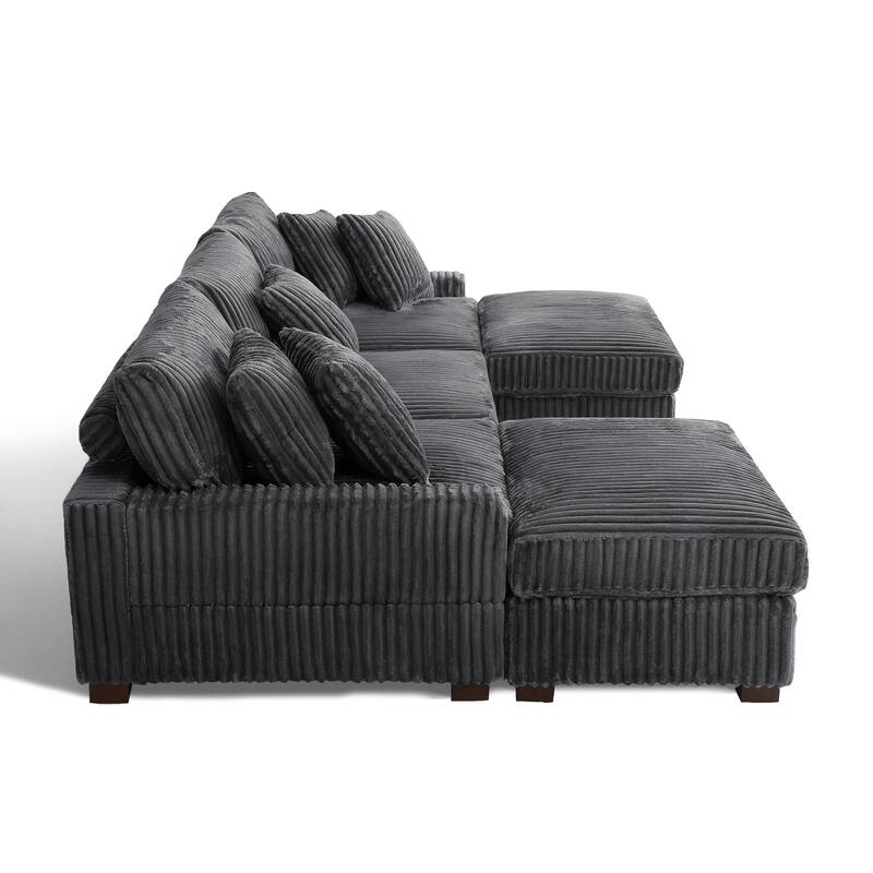 118.4"W Plush Modular Sectional Sofa with Pillows