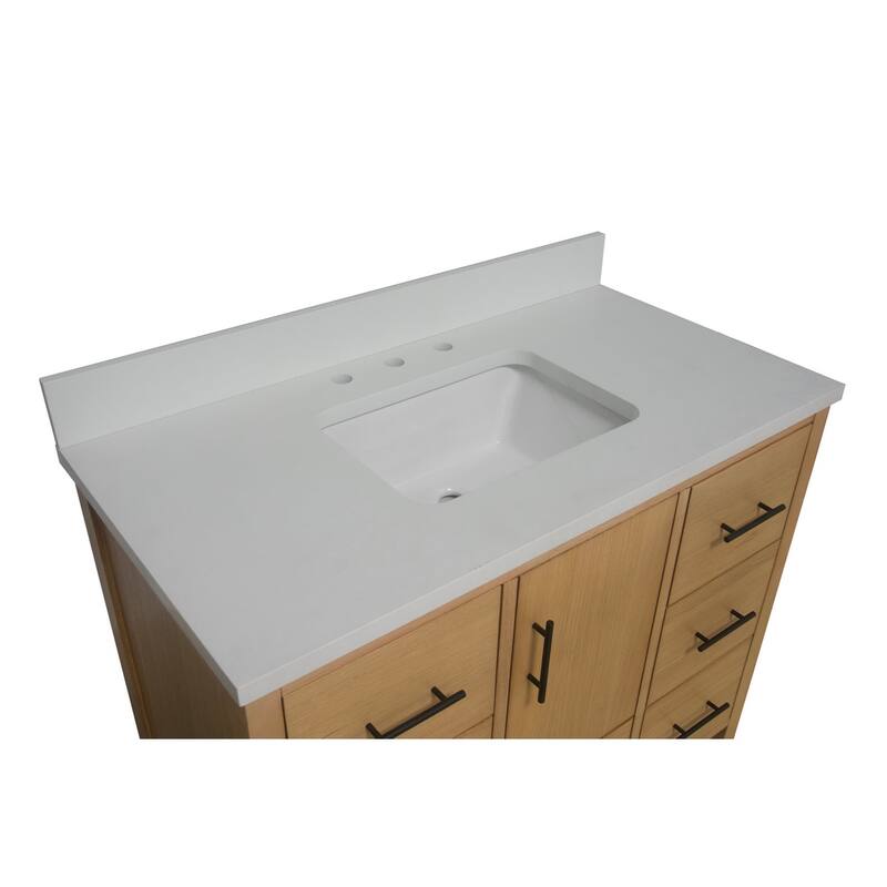 KitchenBathCollection California 42" Bathroom Vanity with Matte White Top