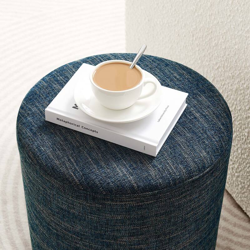Callum 16"/23"/29"/38" Round Woven Heathered Fabric Upholstered Ottoman