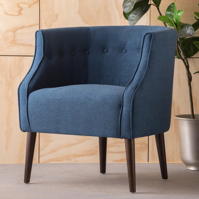 Brandi Button-tufted Fabric Club Chair by Christopher Knight Home - 27.00" W x 28.75" L x 30.50" H - Navy Blue