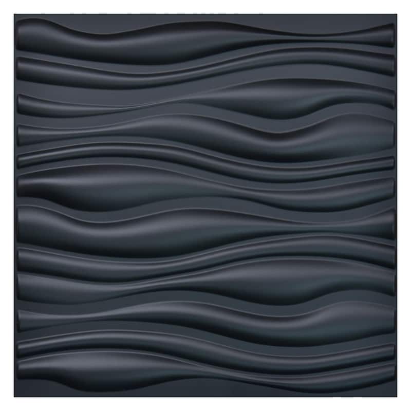 Art3d PVC Wave Board Textured 3D Wall Panels,19.7" x 19.7" (12 Pack) - Black