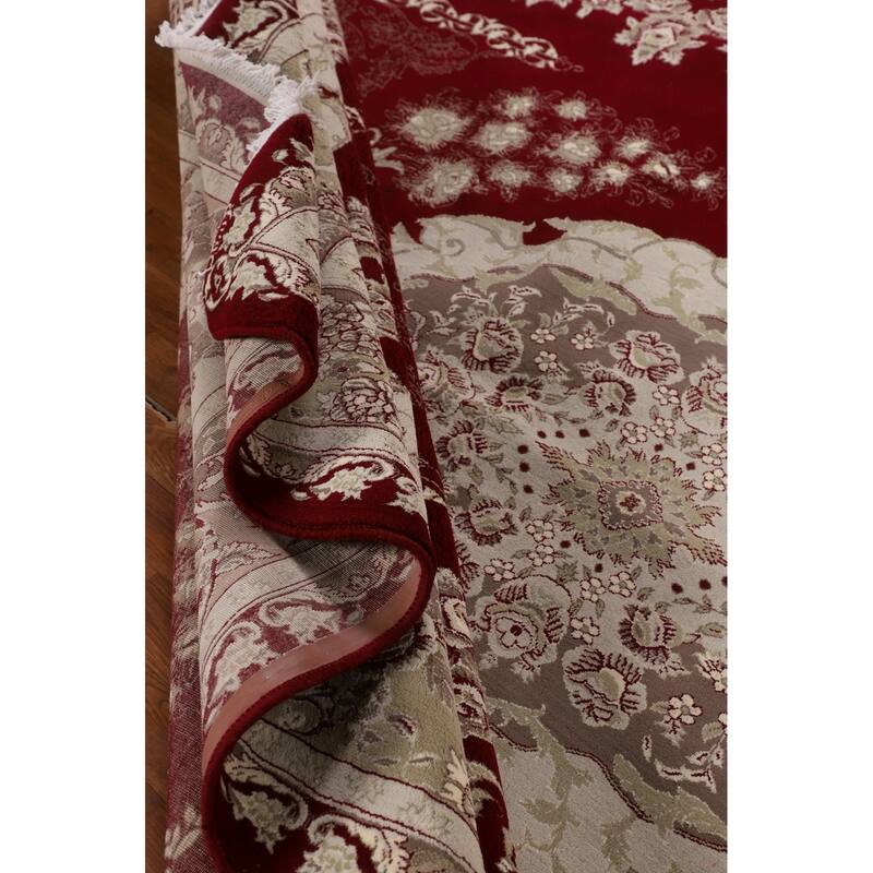 Victorian Style Tabriz Turkish Area Rug Medallion Machine Made Carpet - 9'9" x 13'5"