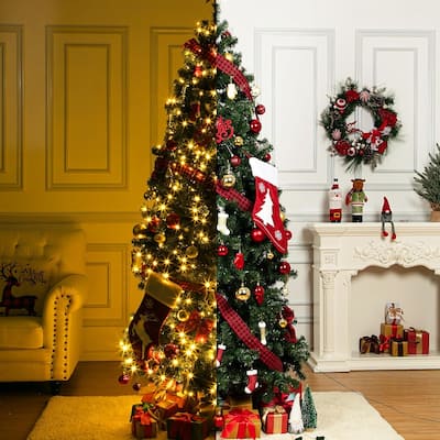 6FT Christmas Tree, Artificial Prelit Pencil Tree, Easy Assemble