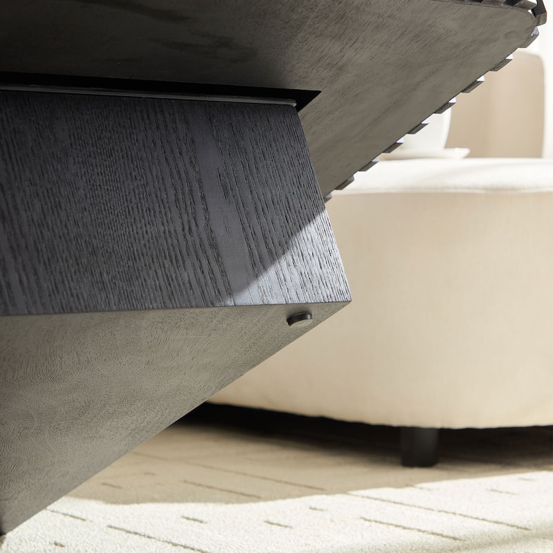 GDF Studio - Halden Modern Square Wood Veneer Coffee Table with Handcrafted Relief