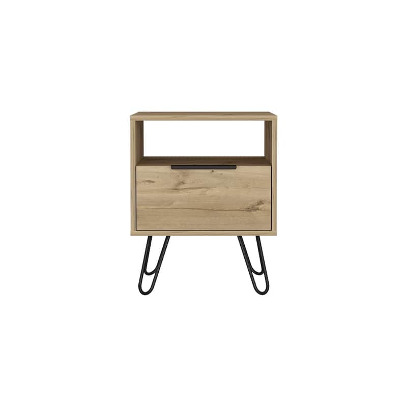 Nightstand With Single Drawer And Hairpin Legs