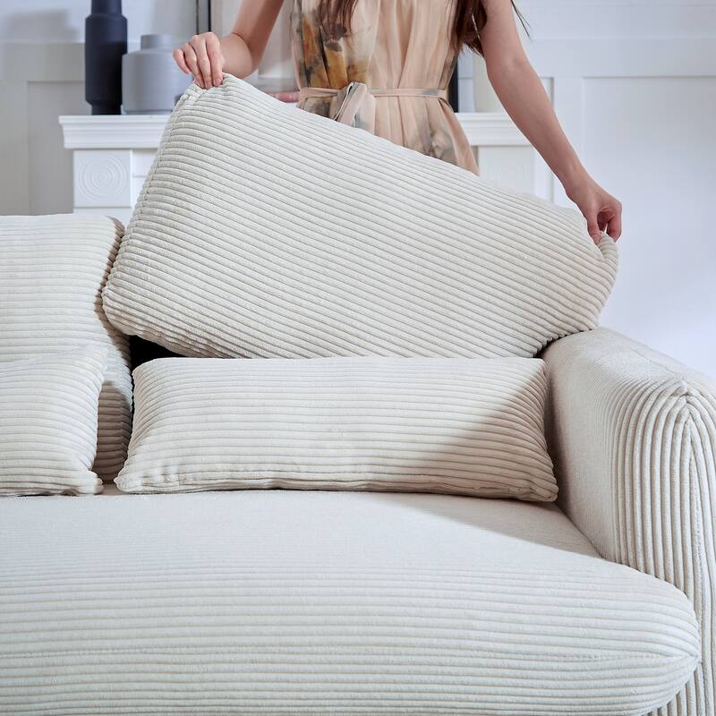 Corduroy Fabric Free Combination Sofa Set w/Support Pillow