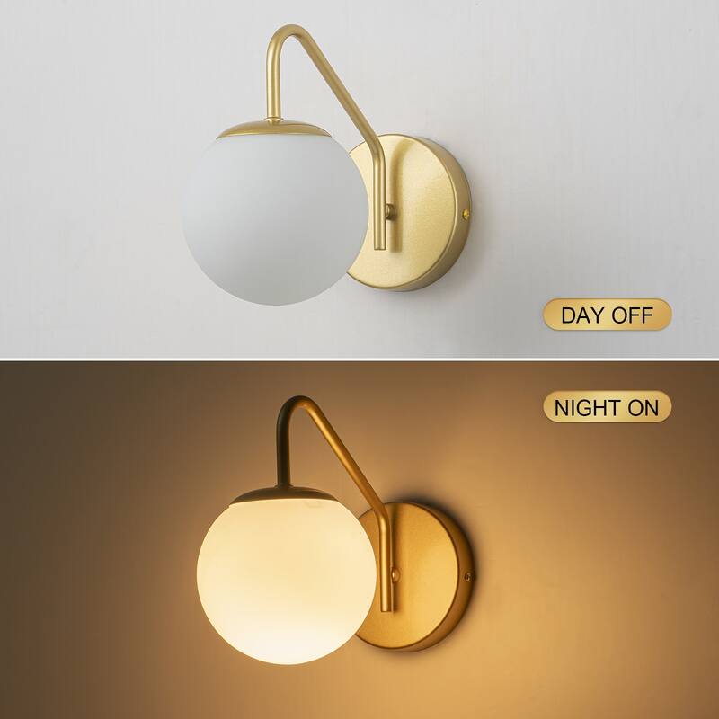 1-Light Modern Wall Sconce with Frosted Globe Glass Shade