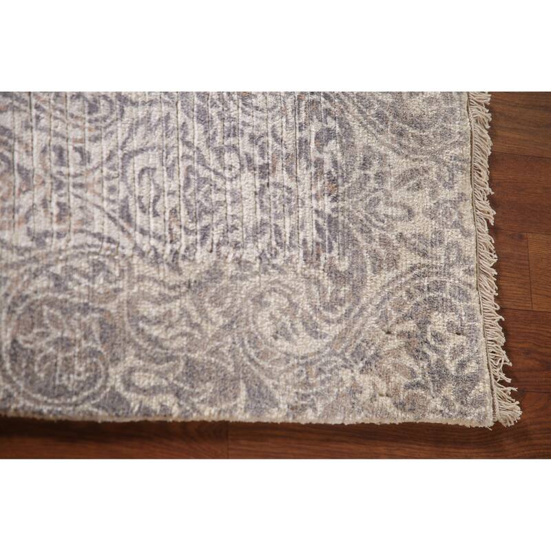Striped Abstract Accent Rug Hand-Knotted Oriental Wool Carpet - 3'10"x 5'10"