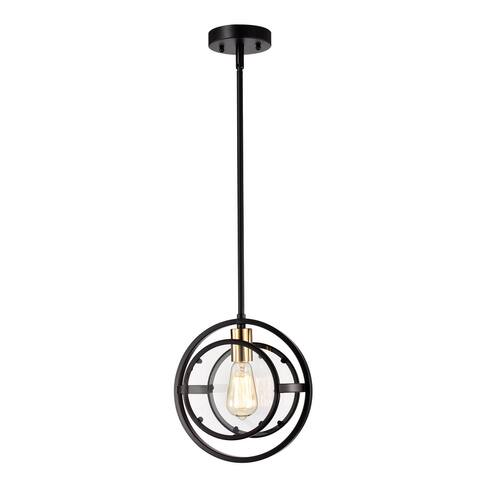 1-light Textured Black/ Burnished Brass Hanging Pendant