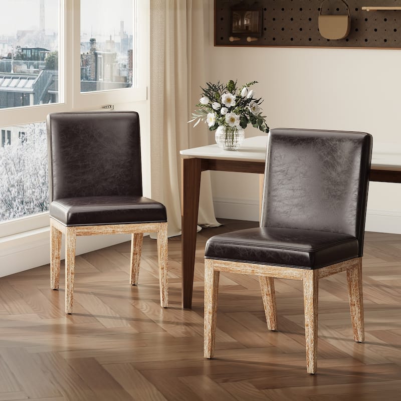Multiple pieces of medieval-style dining chairs Wood Legs - Brown - Set of 2