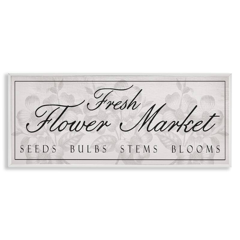Stupell Vintage Fresh Flower Market Framed Giclee Art Design By Lil' Rue - 24 x 10 - White