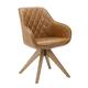 Art Leon Classical Swivel Office Accent Chair with Wood Legs - Walnut Finished Wood Legs - Light Brown Faux Leather