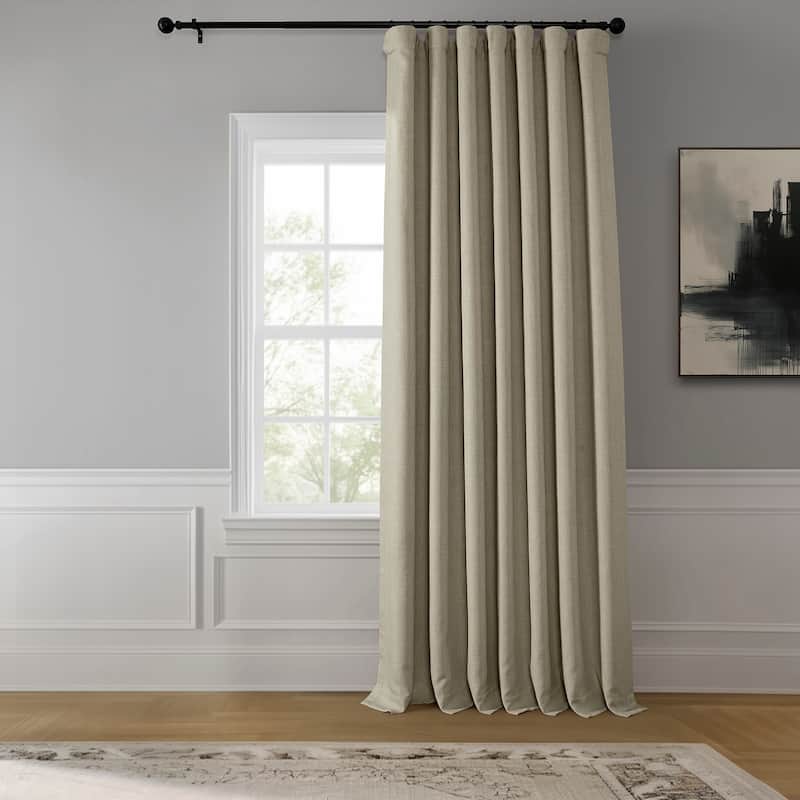 Exclusive Fabrics Faux Linen Extra Wide Room Darkening Curtains (1 Panel) - 100 X 84 - Oatmeal