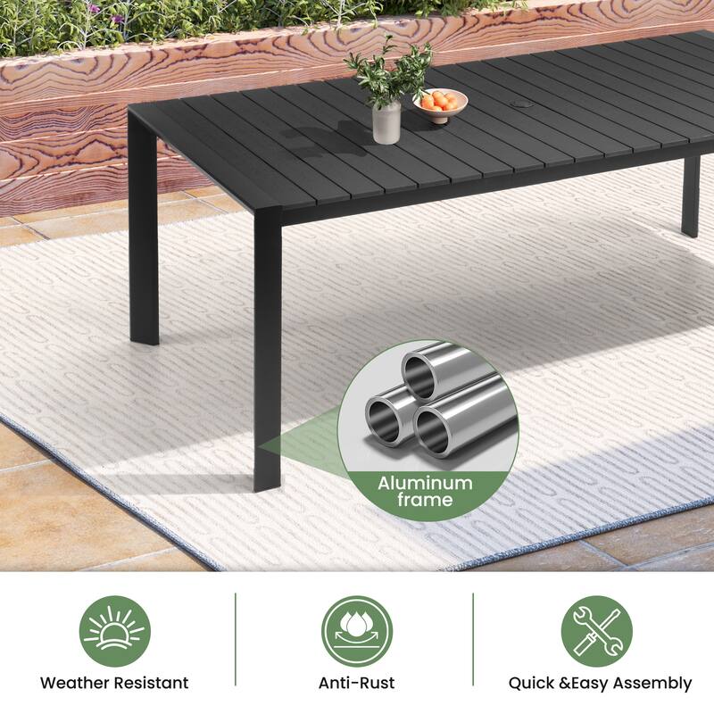 7-Piece Outdoor Patio Aluminum Dining Table with Stackable Dining Chairs