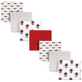 Hudson Baby Infant Boy Cotton Flannel Receiving Blankets Bundle, Mustache Hat, One Size - Mustache Hat - One Size