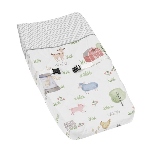 slide 2 of 6, Farm Animals Collection Boy or Girl Changing Pad Cover - Watercolor Farmhouse Lattice Horse Cow Sheep Pig