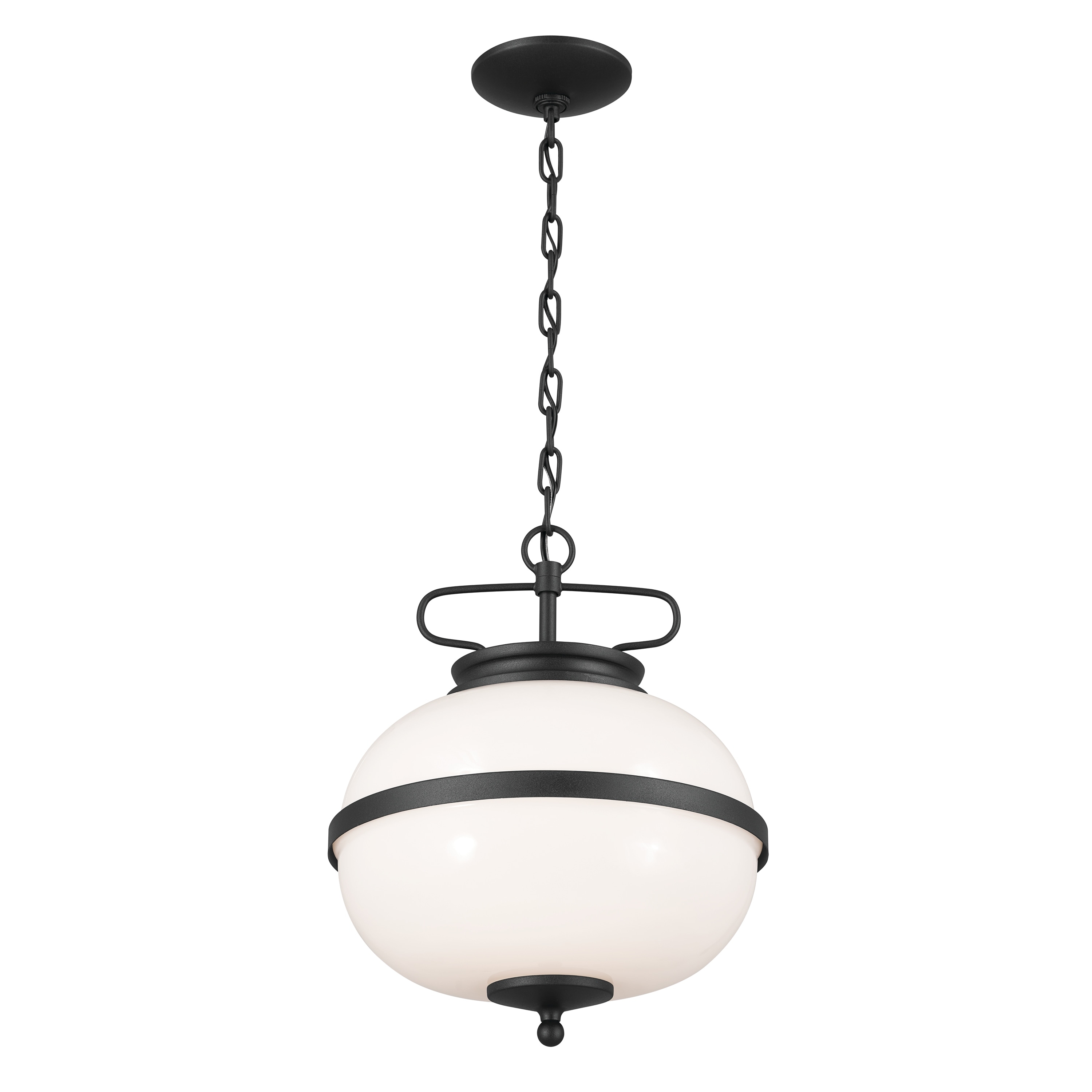 Kichler Lighting Opal 12 inch 2-Light Pendant Textured Black with Opal Glass