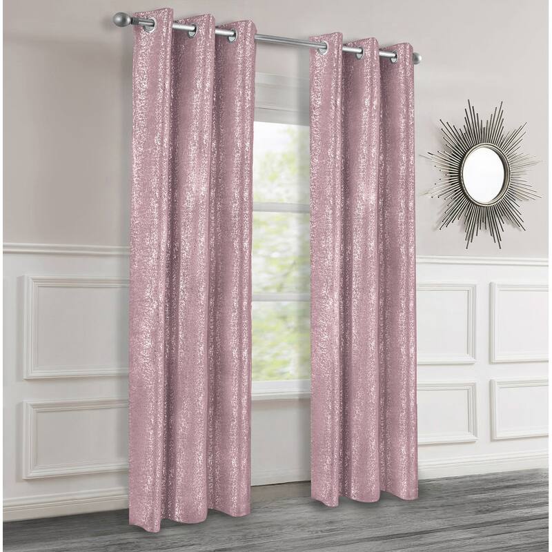 Dainty Home 2 Pack Artisinal 100% Blackout Grommet Curtain Panel Pair with 3D Lurex Texture - Blush - 38" x 84"