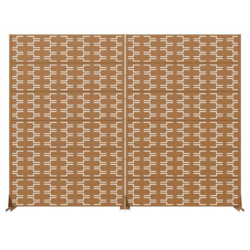 Outdoor Privacy Screen Metal Screen Fence Panel Set of 2