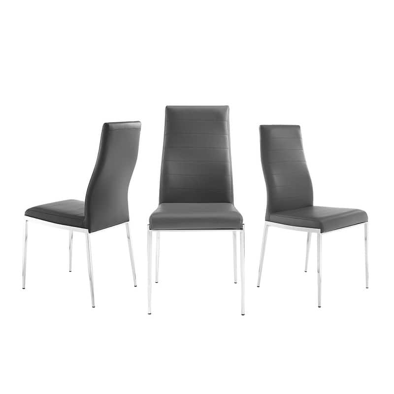 Casabianca Home Firenze Set of 2 Dining Chair in Gray PU Leather
