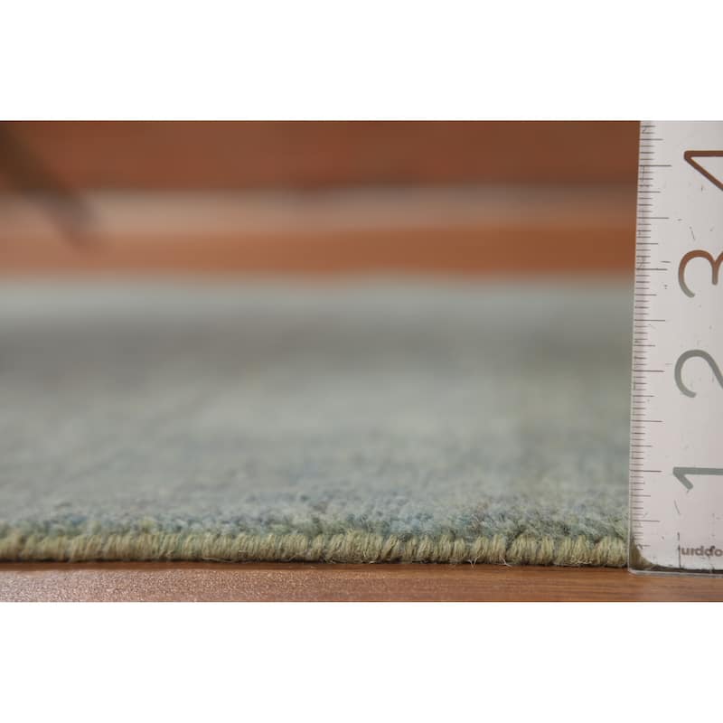 Blue Green Gabbeh Accent Modern Rug Handmade Wool Carpet - 3'11" x 4'7"