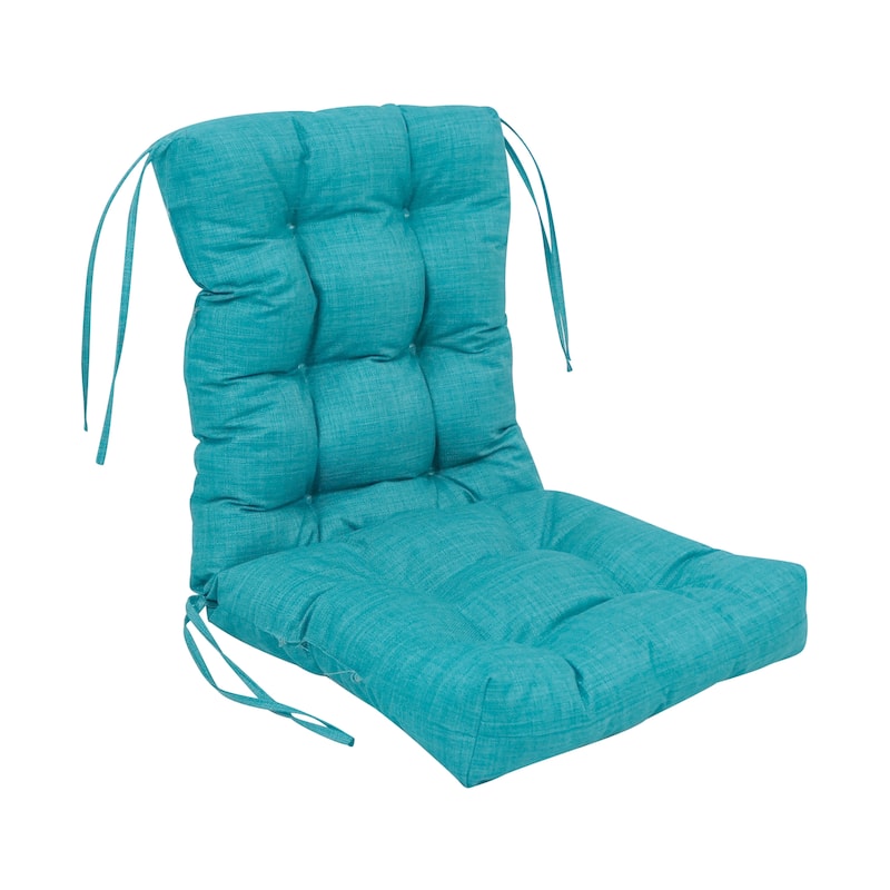 Multi-section Tufted Outdoor Seat/Back Chair Cushion (Multiple Sizes) - 18" x 38" - Aqua Blue