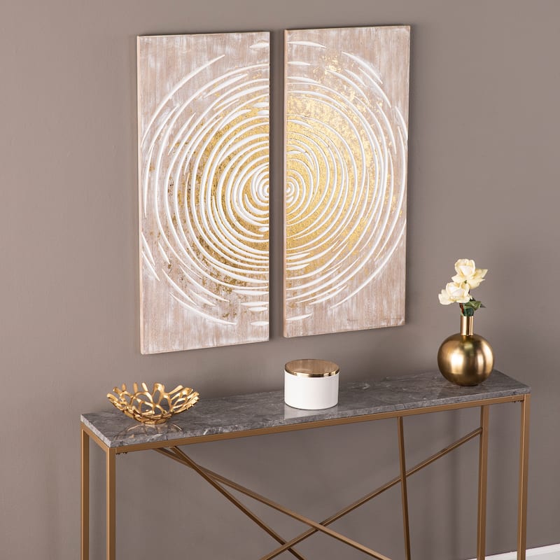 SEI Furniture Acanthia Carved wood Gold Decorative Wall Panels (Set of 2)