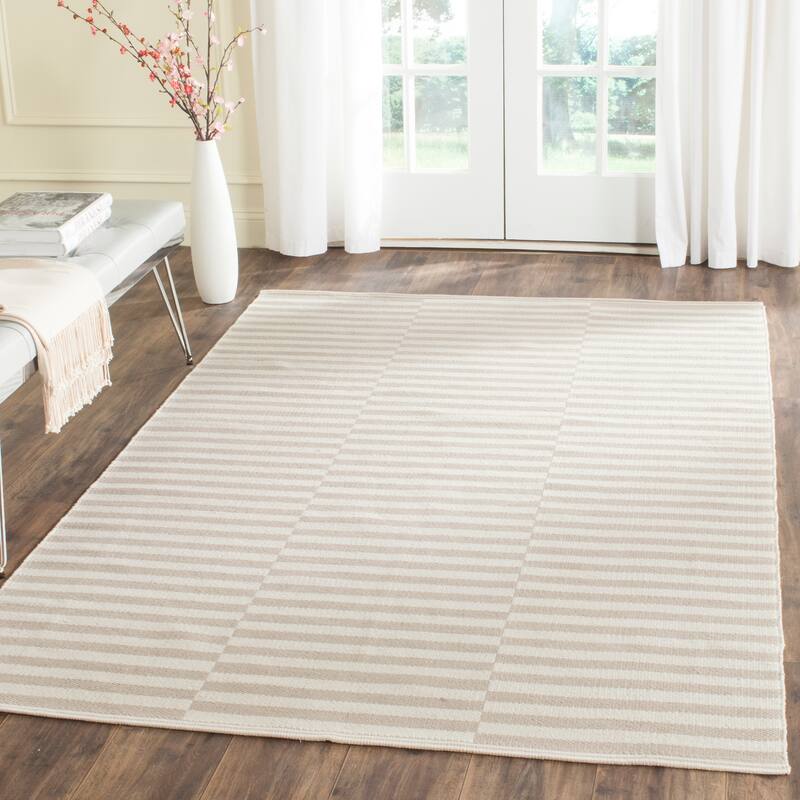 SAFAVIEH Handmade Flatweave Montauk Helena Casual Cotton Rug - 3' x 5' - Ivory/Light Grey