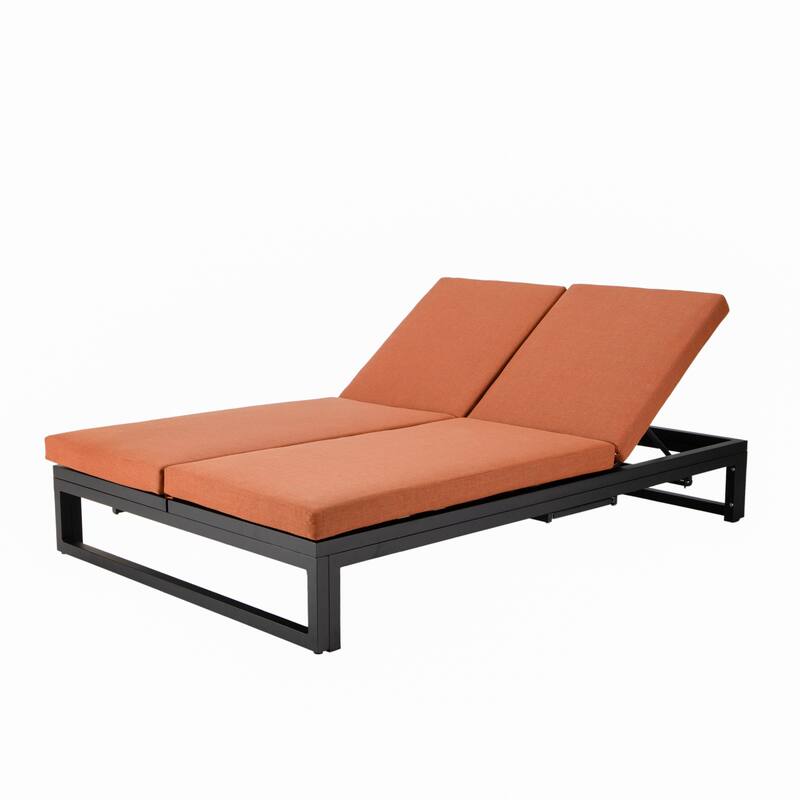 Chelsea Polyester Fabric Outdoor Lounge Chair with Four-Level Adjustable Backrest and Powder-Coated Aluminum Frame