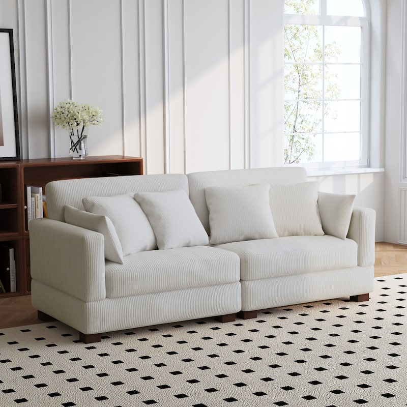 84.5″W Modern Corduroy Couch Modular Sofa