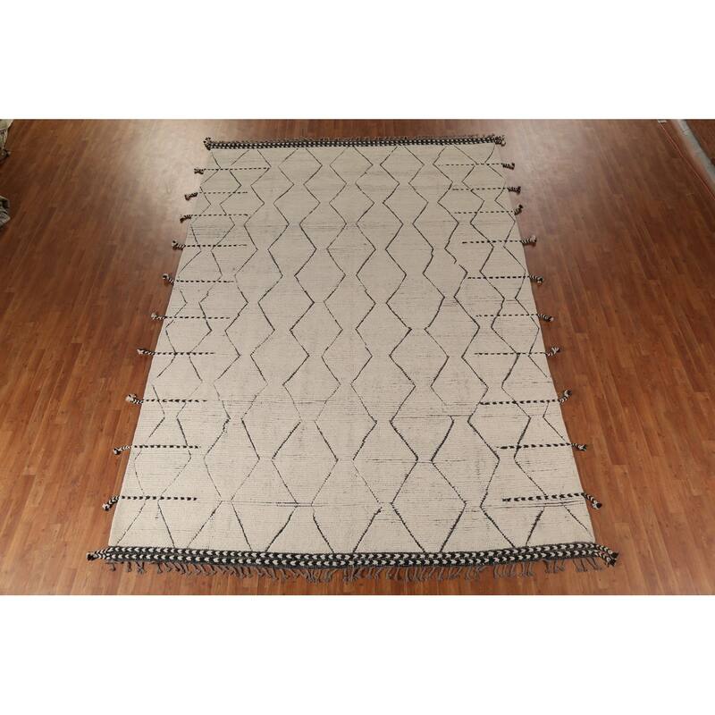 All-Over Moroccan Oriental Area Rug Handmade Wool Carpet - 8'9"x 12'10"