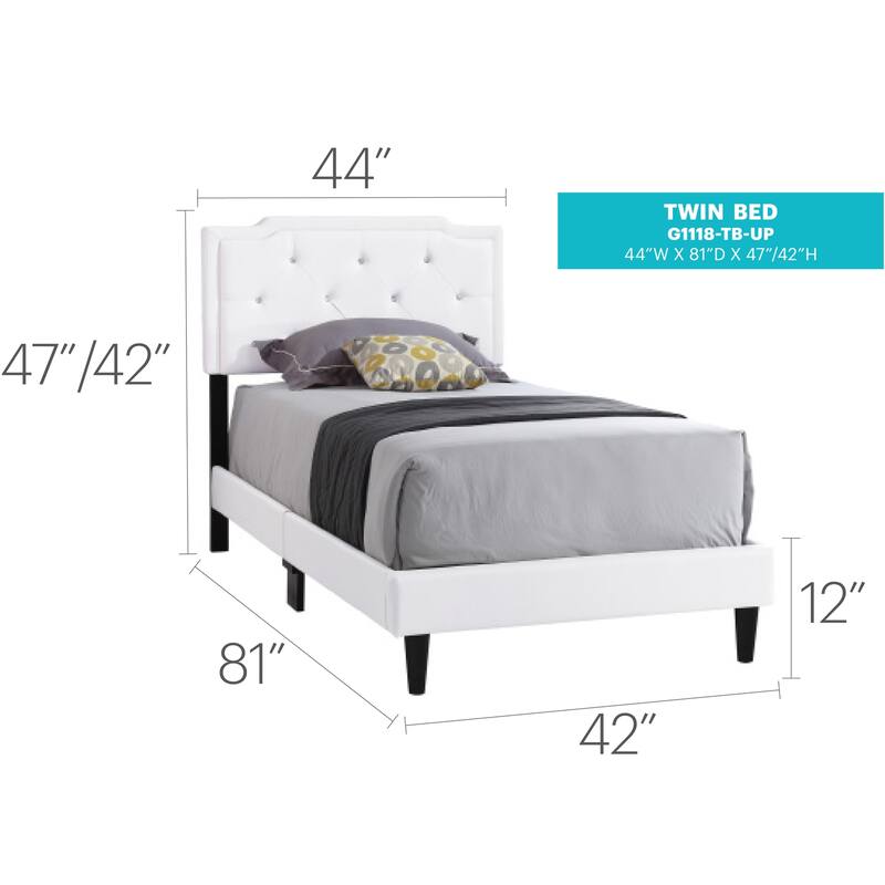 White Twin Bed - Casual Style Bedroom Furniture - Modern Design