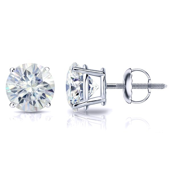Auriya 1 1/2ctw Round Moissanite Stud Earrings 18k Gold 4-Prong Basket - 5.9 mm. Opens flyout.
