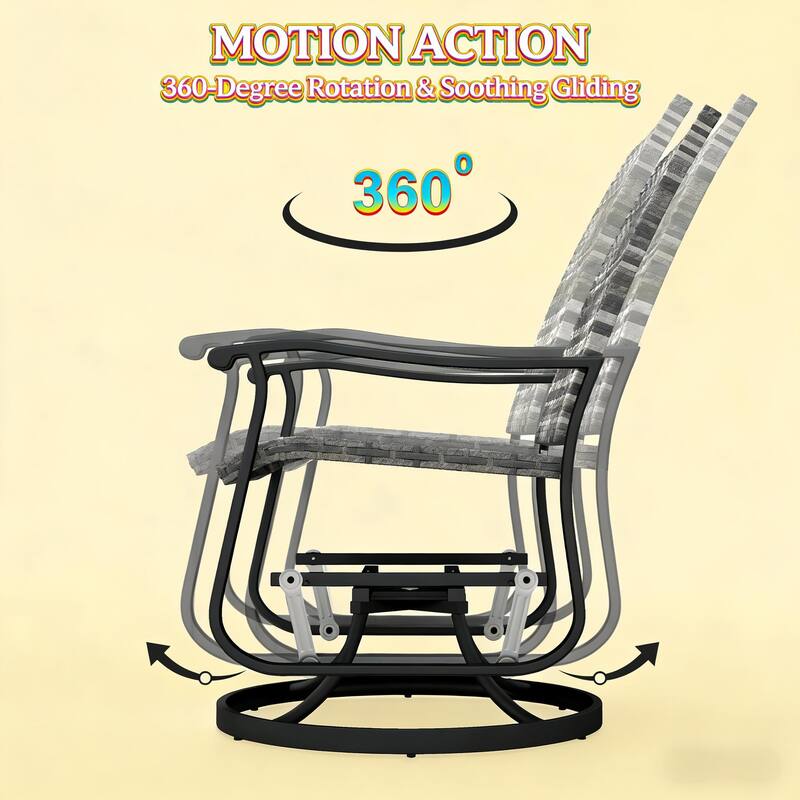 GDFStudio - Sebastian Outdoor Wicker Swivel Glider Chair Set of 2