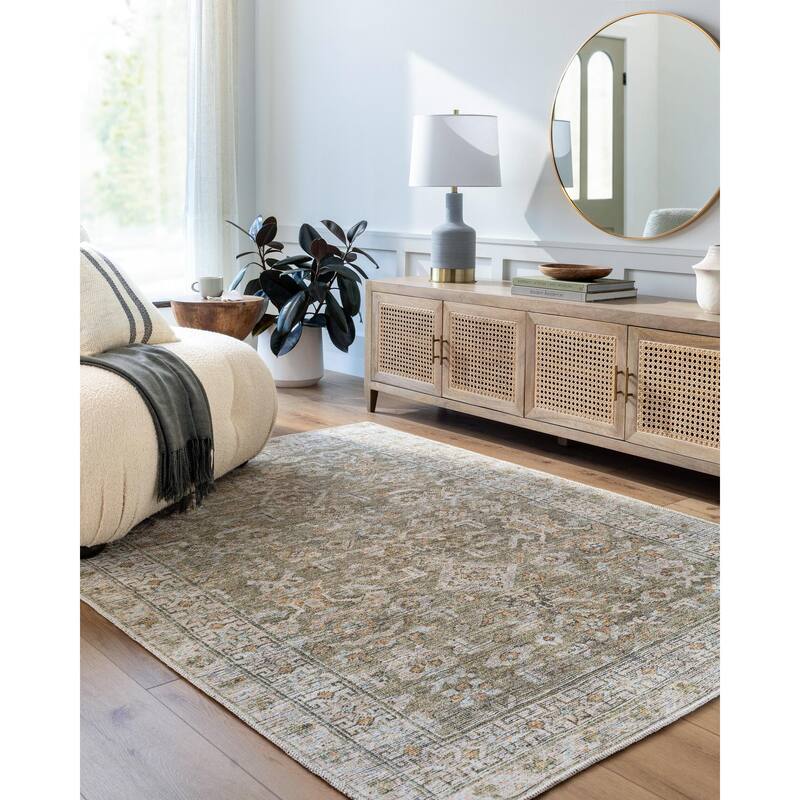Becki Owens x Livabliss Darling Updated Traditional Washable Area Rug - 6'7" x 9' - Olive
