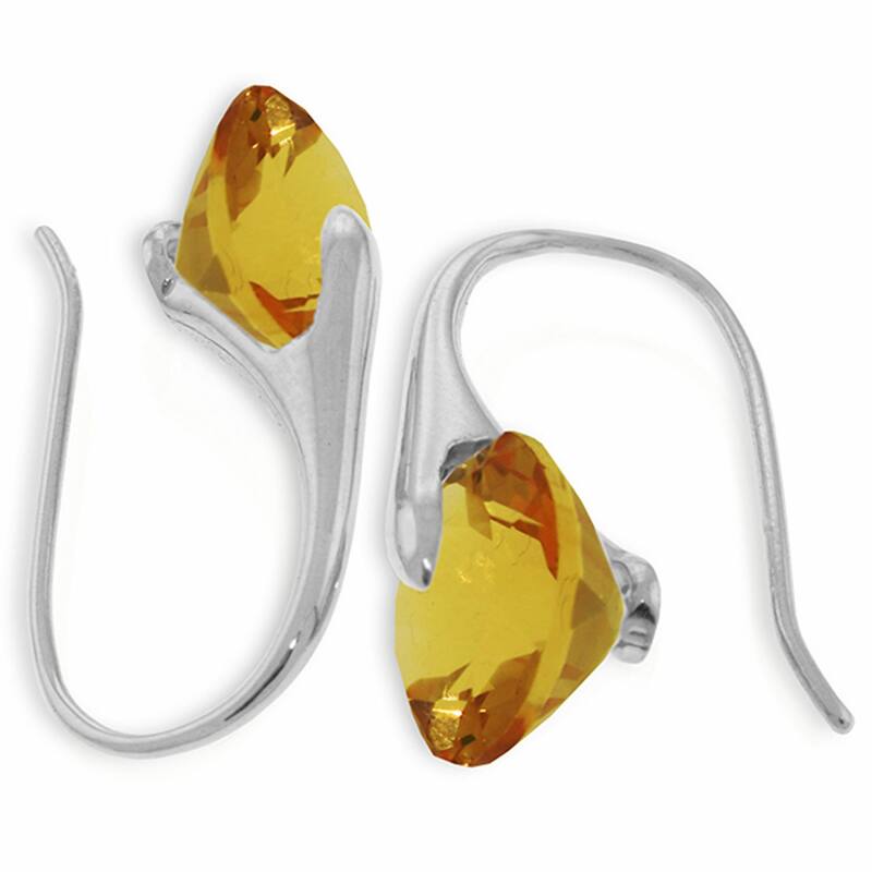 14K Solid Gold Fish Hook Natural Citrine Certified Gemstone Earrings