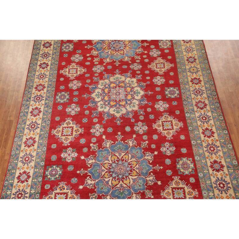 Large Red Kazak Oriental Area Rug Hand-Knotted Wool Carpet - 9'9" x 15'5"