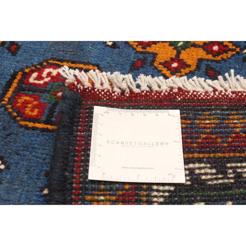 ECARPETGALLERY Hand-knotted Afghan Blue Wool Rug - 3'4 x 4'11