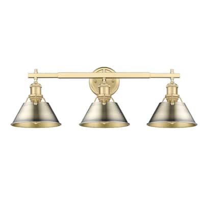 Orwell 3-Light Vanity Light in Brushed Champagne Bronze with Aged Brass - Gold
