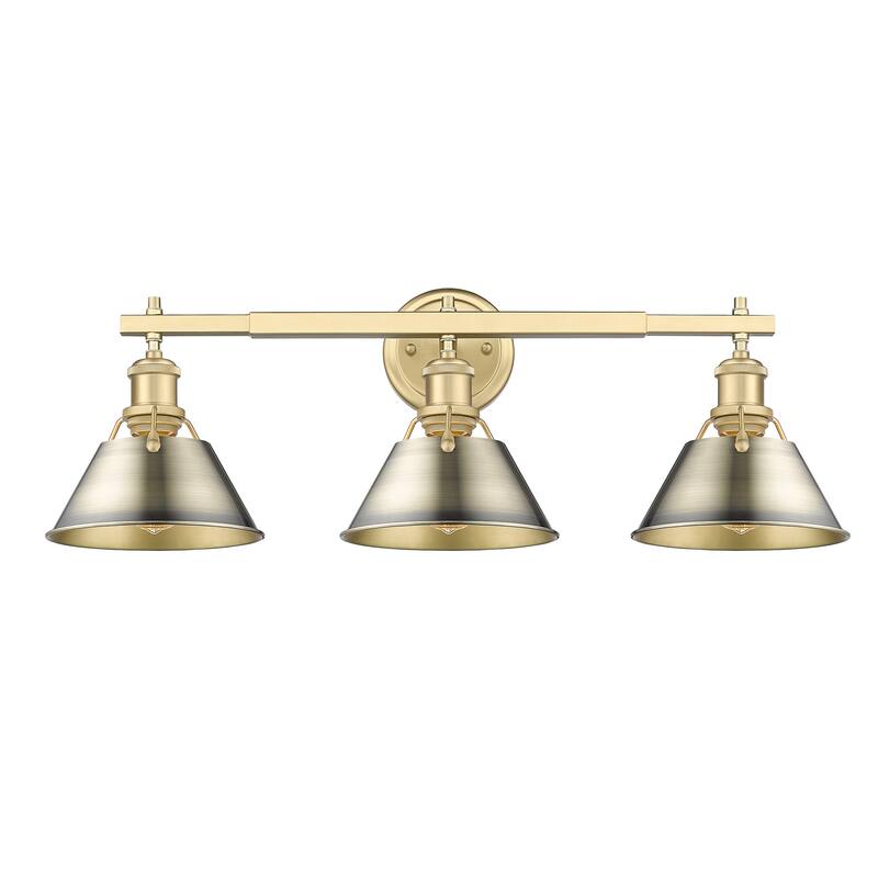 Yep by Golden Lighting Orwell 3-light Vanity in Brushed Champagne Brass and Aged Brass shade - Gold