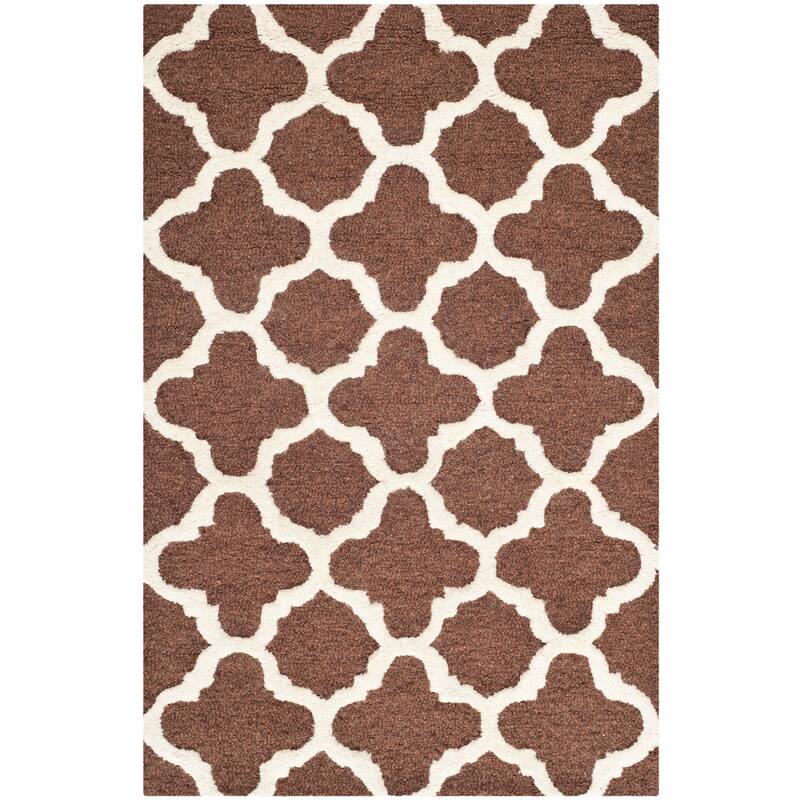 SAFAVIEH Handmade Cambridge Touria Modern Moroccan Wool Rug - 2' x 3' - Dark Brown/Ivory