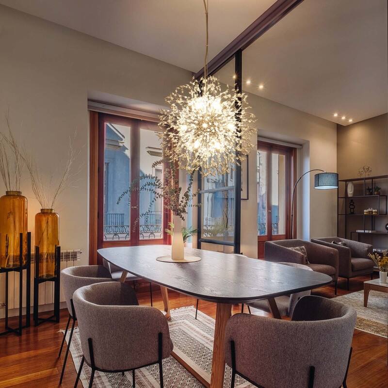 8/9/12/16-Light Modern Linear Sputnik Globe Pendant Starburst Firework Crystal Chandelier