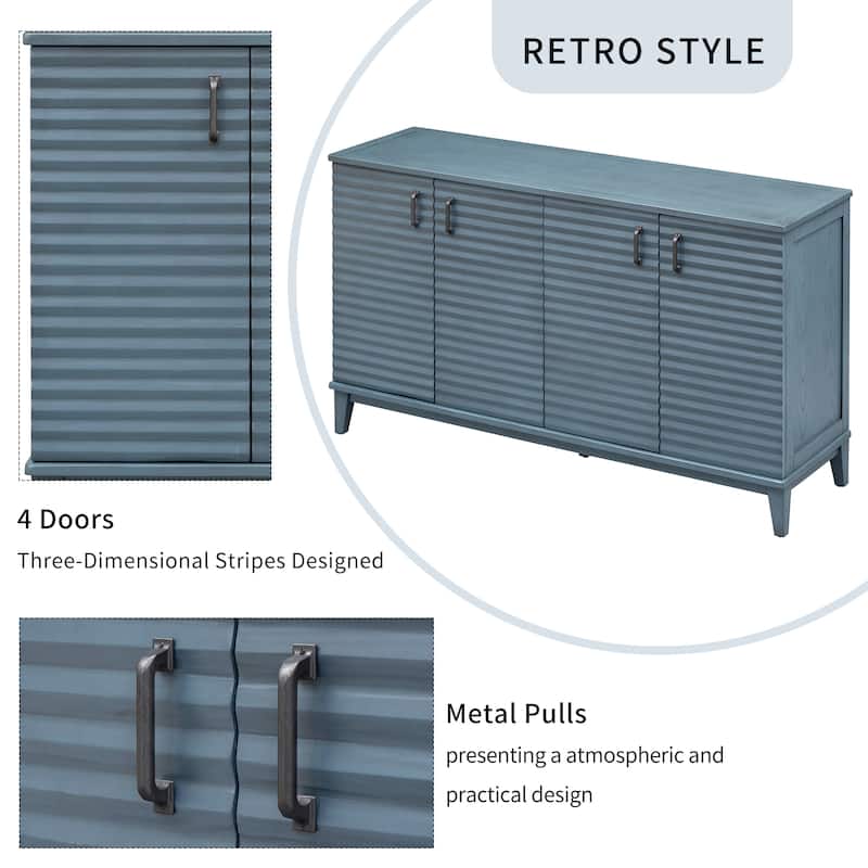Sideboard with 4 Door Large Storage Buffet with Adjustable Shelves and Metal Handles for Kitchen