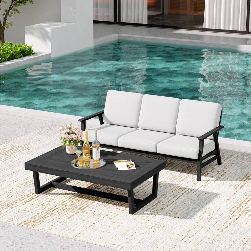 2-Piece Teak Outdoor Sofa Set with Table