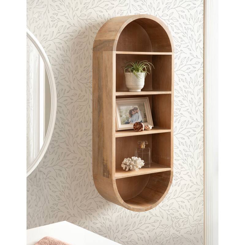 Kate and Laurel Hutton Wood Capsule Wall Shelf
