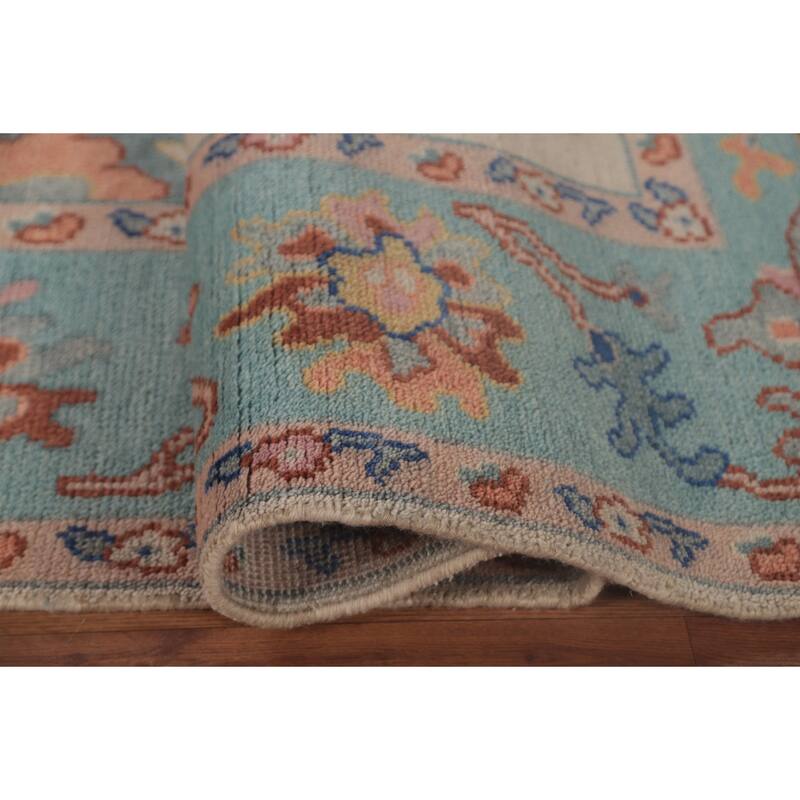 All-Over Oushak Area Rug Hand-Knotted Wool Carpet - 7'11"x 9'10"